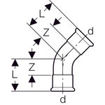 Codo Geberit Mapress Cobre: 90°, d'=76.1mm